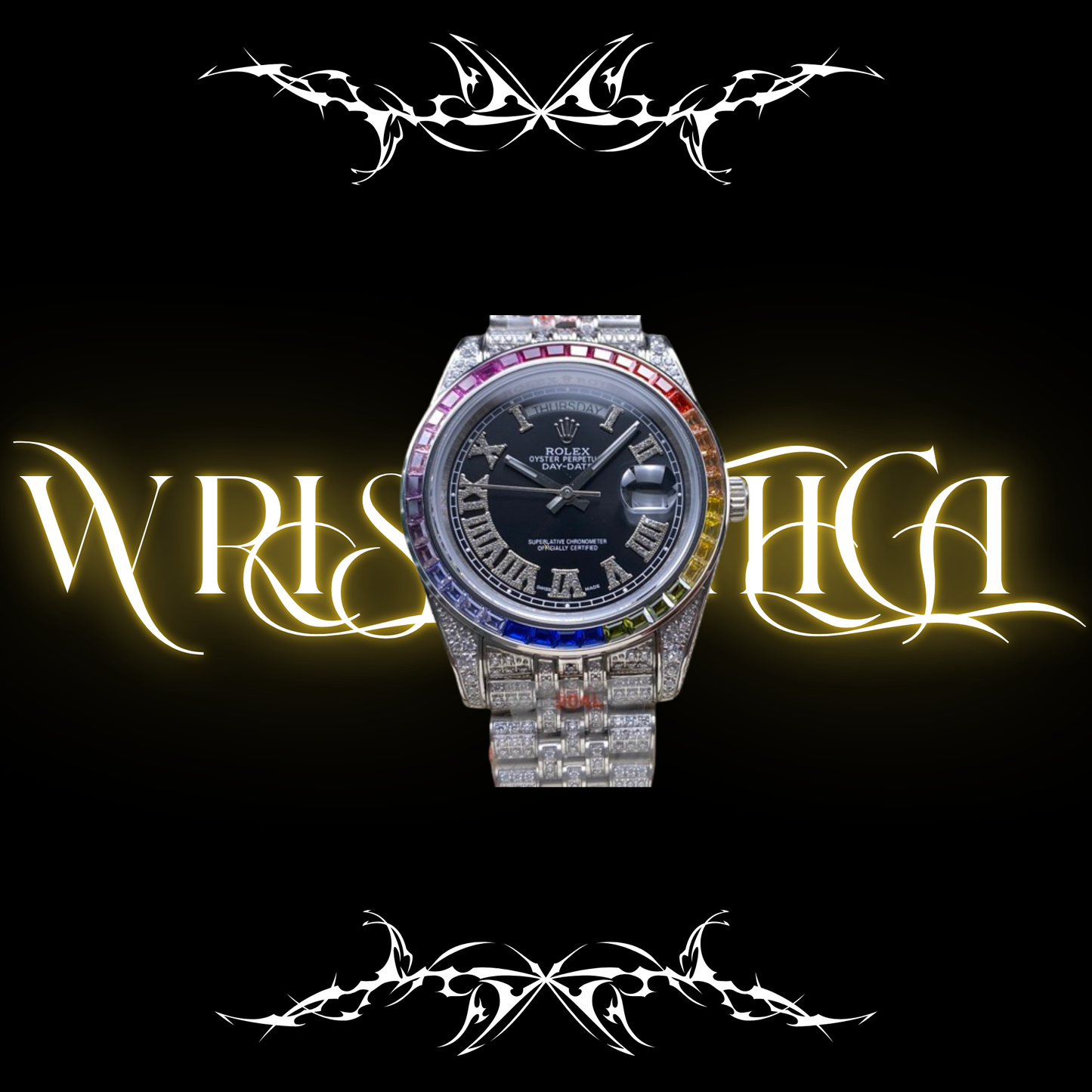 Rolex Day-date Full Bust Down Rainbow Black dial V2