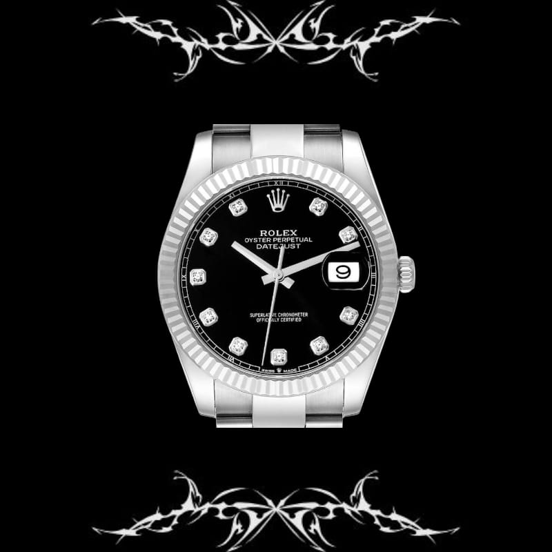 Rolex Date-just black and diamond dial