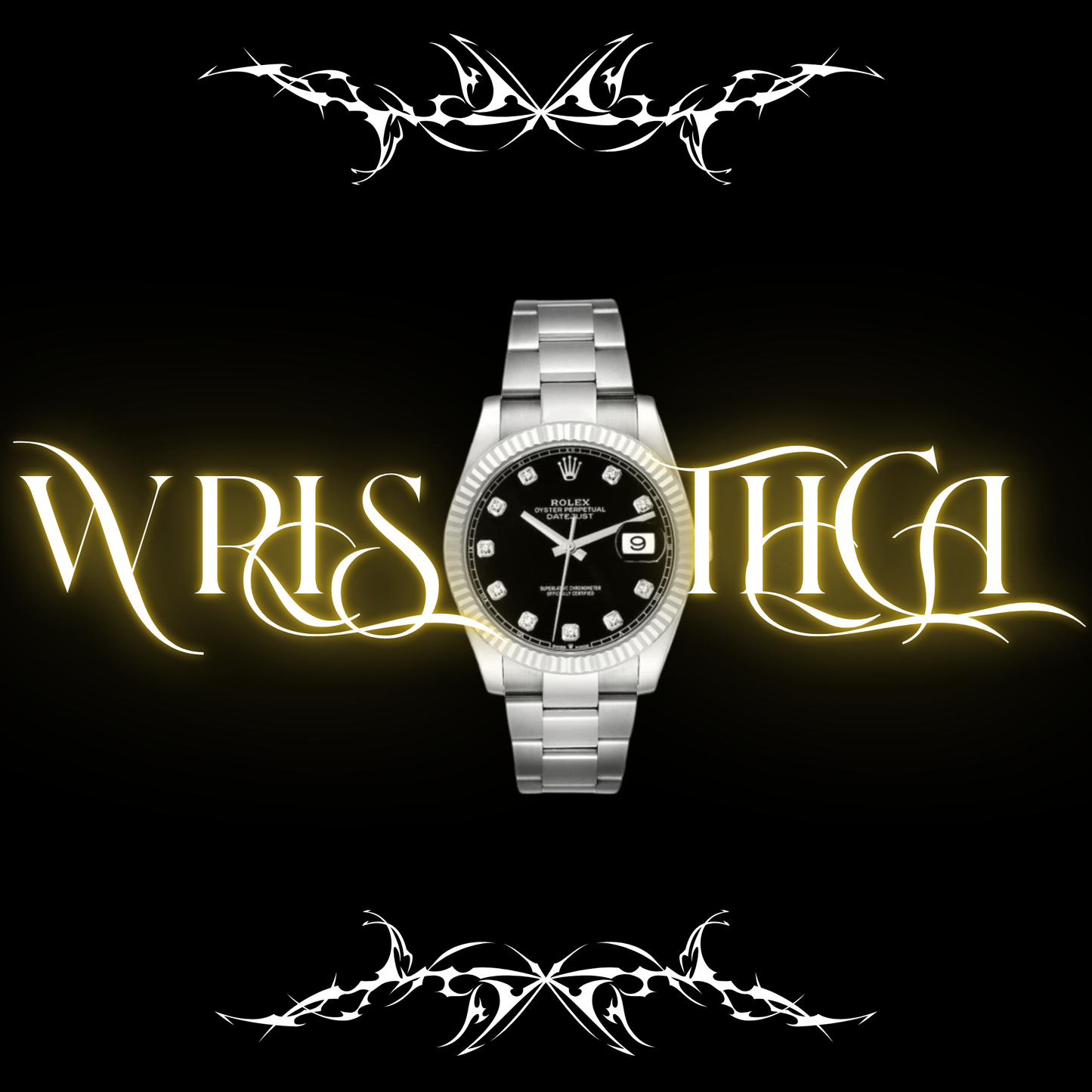 Rolex Date-just black and diamond dial