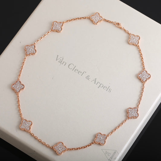 van cleef vintage alhambra necklace – 10 motif pavé