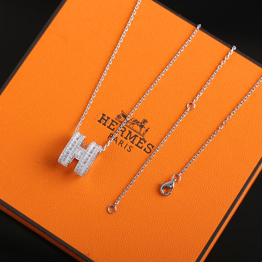 Hermes Necklace Silver Color