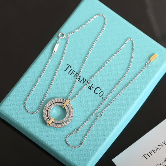 Tiffany T Diamond and Mother-of-pearl Circle Pendant in Rose Gold with Mother-of-pearl