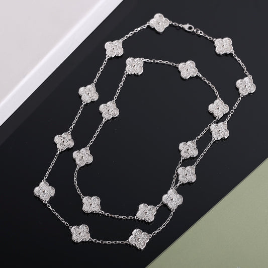 Authentic Van Cleef & Arpels Diamond Pure Alhambra Necklace Paper