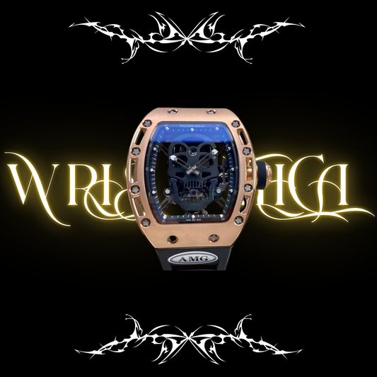 richard mille skull black and gold
