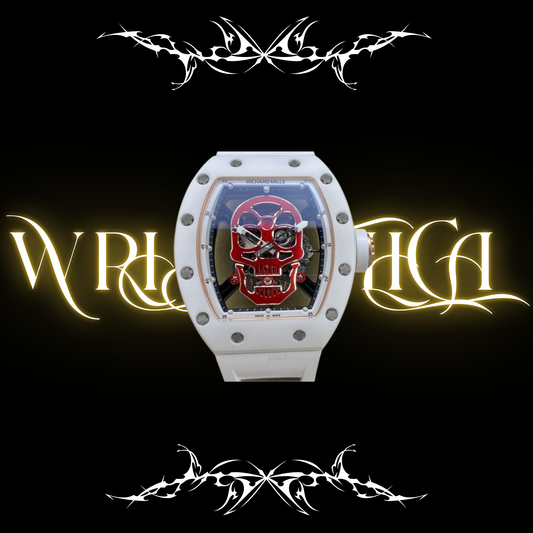 richard mille skull red and white
