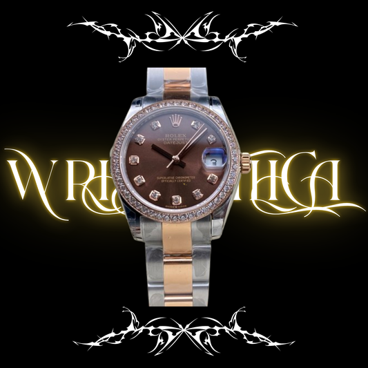 Rolex Date-just brown & diamond dial