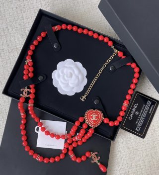 Pearl Glass Bead CC Necklace