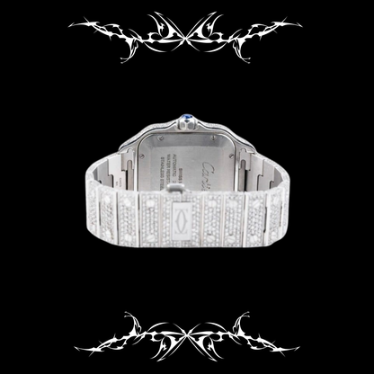 Santos de Cartier Diamond Paved Dial with romans Markers in rainbow